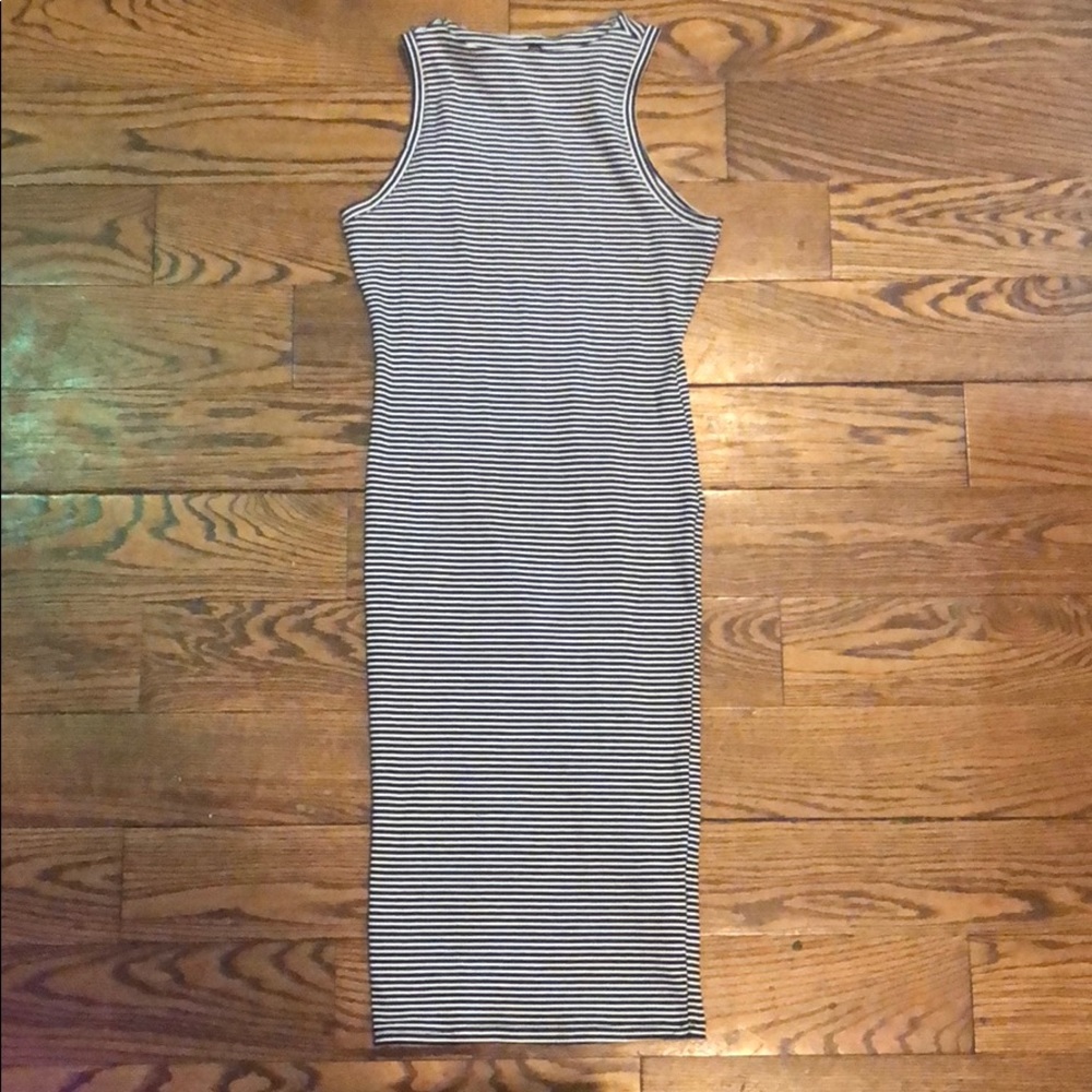 Black and white striped  dress PETITE